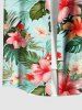 Plus Size Hibiscus Flowers Leaf Tropical Print Buttons Pocket Hawaii Shirt For Men - Vert 2XL