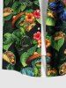 Chemise hawaïenne grande taille pour homme, à imprimé dinosaures, fleurs et feuilles, boutons et poche. - Vert profond M