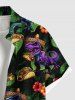 Chemise hawaïenne grande taille pour homme, à imprimé dinosaures, fleurs et feuilles, boutons et poche. - Vert profond M