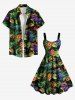 Robe débardeur hawaïenne à imprimé dinosaures, fleurs et feuilles, grande taille - Vert profond S
