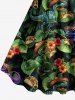 Robe débardeur hawaïenne à imprimé dinosaures, fleurs et feuilles, grande taille - Vert profond S