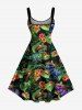 Robe débardeur hawaïenne à imprimé dinosaures, fleurs et feuilles, grande taille - Vert profond S