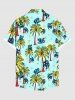 Plus Size Coconut Tree Banana Gorilla Print Buttons Pocket Hawaii Shirt For Men -  