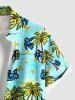 Plus Size Coconut Tree Banana Gorilla Print Buttons Pocket Hawaii Shirt For Men -  
