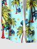 Plus Size Coconut Tree Banana Gorilla Print Buttons Pocket Hawaii Shirt For Men -  