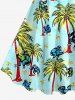Robe débardeur hawaïenne grande taille à imprimé cocotier, banane et gorille - Turquoise XS