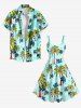 Robe débardeur hawaïenne grande taille à imprimé cocotier, banane et gorille - Turquoise XS