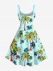 Robe débardeur hawaïenne grande taille à imprimé cocotier, banane et gorille - Turquoise XS