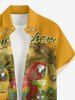 Chemise hawaïenne grande taille pour homme, à motifs perroquets, jus de fruits, fleurs et feuilles, avec boutons et poche. - Brun Doré S