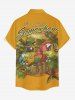 Chemise hawaïenne grande taille pour homme, à motifs perroquets, jus de fruits, fleurs et feuilles, avec boutons et poche. - Brun Doré S