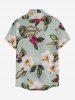 Hibiscus Flower Leaf Print Buttons Pocket Hawaii Shirt For Men -  