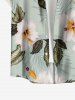 Hibiscus Flower Leaf Print Buttons Pocket Hawaii Shirt For Men -  