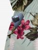 Combinaison hawaïenne grande taille à imprimé de fleurs d'hibiscus et de feuilles, cintrée - Vert clair XS