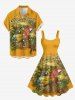 Parrots Fruit Juice Flowers Leaf Print Hawaii Tank Dress -  