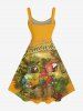 Parrots Fruit Juice Flowers Leaf Print Hawaii Tank Dress -  
