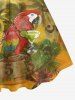 Parrots Fruit Juice Flowers Leaf Print Hawaii Tank Dress -  