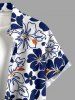 Chemise hawaïenne à imprimé floral hibiscus grande taille et poche boutonnée pour homme - Bleu profond M