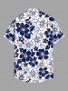 Chemise hawaïenne à imprimé floral hibiscus grande taille et poche boutonnée pour homme - Bleu profond 4XL