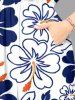 Robe midi trapèze grande taille à imprimé hibiscus et poches fendues, style hawaïen - Bleu profond M