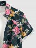 Hibiscus Flower Leaf Branch Print Hawaii Button Pocket Shirt For Men -  