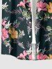 Hibiscus Flower Leaf Branch Print Hawaii Button Pocket Shirt For Men -  