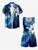 Combinaison hawaïenne à poches et cordon de serrage, imprimé galaxie ombré, grande taille - Bleu profond S