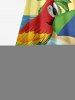 Coconut Tree Sea Parrot Hibiscus Flower Print Hawaii Cold Shoulder Crisscross A Line Maxi Dress -  