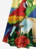 Coconut Tree Sea Parrot Hibiscus Flower Print Hawaii Cold Shoulder Crisscross A Line Maxi Dress -  