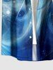 Chemise hawaïenne à poches boutons, imprimé ombré de fleurs et de galaxie, grande taille, pour hommes - Bleu profond XL