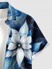 Chemise hawaïenne à poches boutons, imprimé ombré de fleurs et de galaxie, grande taille, pour hommes - Bleu profond XL