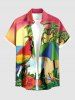 Chemise à boutons grande taille pour homme, imprimée de cocotiers, de perroquets marins et d'hibiscus, style hawaïen. - Rose clair S