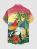 Chemise à boutons grande taille pour homme, imprimée de cocotiers, de perroquets marins et d'hibiscus, style hawaïen. - Rose clair S