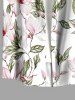 Chemise hawaïenne grande taille à imprimé floral et feuilles, boutons et poche pour homme - Vert clair M