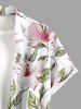 Chemise hawaïenne grande taille à imprimé floral et feuilles, boutons et poche pour homme - Vert clair M