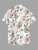 Chemise hawaïenne grande taille à imprimé floral et feuilles, boutons et poche pour homme - Vert clair M