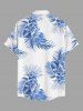 Chemise hawaïenne grande taille pour homme, à imprimé tropical floral et feuilles, boutons et poche. - Bleu clair S