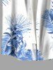 Chemise hawaïenne grande taille pour homme, à imprimé tropical floral et feuilles, boutons et poche. - Bleu clair S