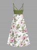 Robe à bretelles croisées à imprimé floral et feuilles grande taille, style hawaïen - Vert clair S