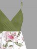 Robe à bretelles croisées à imprimé floral et feuilles grande taille, style hawaïen - Vert clair S