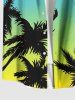 Coconut Tree Ombre Print Buttons Pocket Hawaii Shirt For Men - Turquoise Foncée 6XL