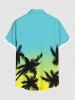 Coconut Tree Ombre Print Buttons Pocket Hawaii Shirt For Men - Turquoise Foncée 6XL