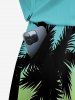 Plus Size Coconut Tree Ombre Print Cinched Hawaii Romper -  