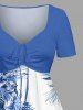 Flowers Leaf Tropical Print Cinched Hawaii Dress -  