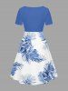 Flowers Leaf Tropical Print Cinched Hawaii Dress -  