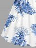 Flowers Leaf Tropical Print Cinched Hawaii Dress -  