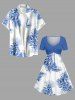 Flowers Leaf Tropical Print Cinched Hawaii Dress -  