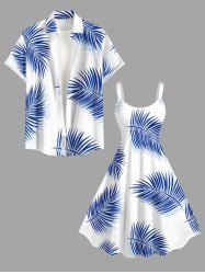 Tropical Leaf Print Plus Size Matching Hawaii Beach Outfit For Couples -  