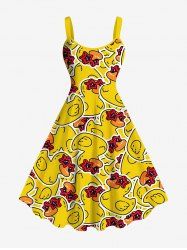 Plus Size Ducks Print Hawaii Tank Dress -  