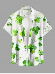 Chemise à poches boutonnées grande taille pour homme, imprimé trèfle, pour la Saint-Patrick - Émeraude L