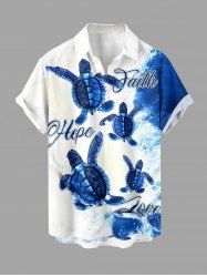 Chemise à poches boutonnées grande taille pour homme, imprimé tortues et vagues, créatures marines d'Hawaï - Bleu M